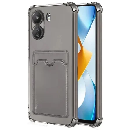 Xiaomi Uyumlu Redmi 13C Kılıf Kart Şeffaf Silikon - Şeffaf