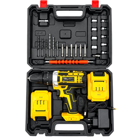 Sarı 1850 Rpm Stanlıy-cordless 18W Şarjlı Matkap Seti Çantalı Yedek Batarya ATS1402