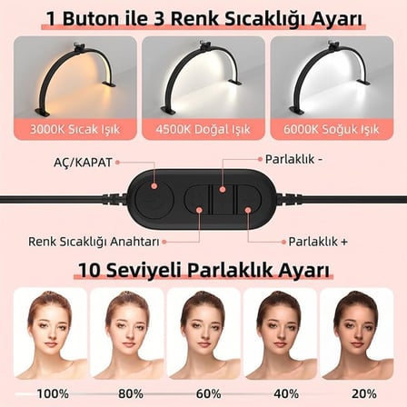 TrLed F-700A 70CM Zebra Desenli Katlanabilir Masaüstü Manikür ve Protez Tırnak Lambası