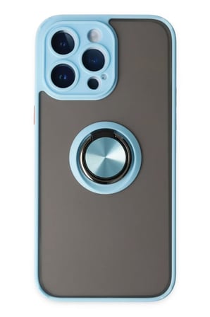Apple iPhone 14 Pro Kılıf Montreal Yüzüklü Silikon Kapak - Buz Mavi