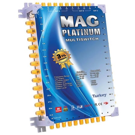 MAG Platinum MP 10/40 Multiswitch - 10 Giriş 40 Çıkışlı Merkezi Uydu Santrali Hybrid 4K ve 3D Destekli