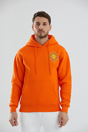 Baskılı İçi Polarlı Kapüşonlu Unisex Sweatshirt