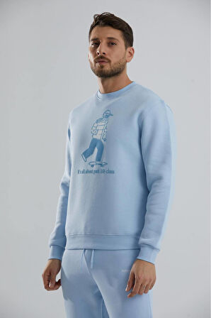 Baskılı Bisiklet Yaka Unisex Sweatshirt