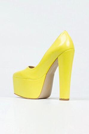 Fuşya Rugan Klasik Sivri Kalın Topuklu Sivri Platformlu Kadın Abiye Ayakkabı Kadın Topuklu Şık