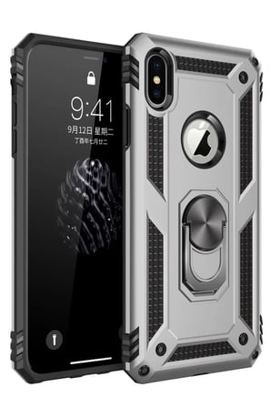 Apple iPhone X Kılıf Sofya Yüzüklü Silikon Kapak - Gümüş