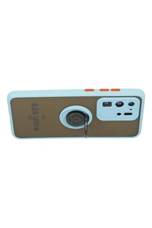 Samsung Galaxy S20 Ultra Kılıf Montreal Yüzüklü Silikon Kapak - Buz Mavi