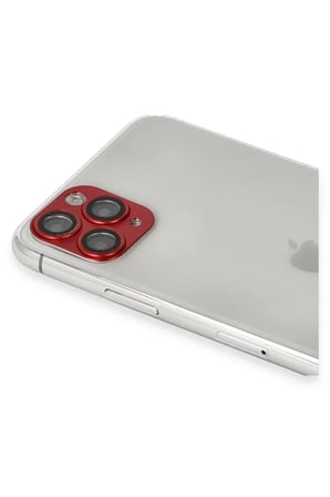 Apple Uyumlu iPhone 11 Pro Max Pers Alüminyum Kamera Lens - Kırmızı