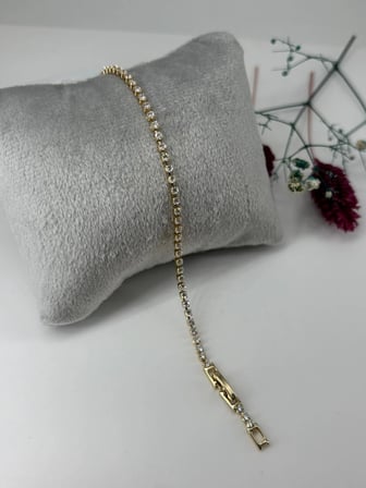 Zirkon Taşlı Pirinç Zirkon Bileklikler 17+2 Cm  - Kbl0305