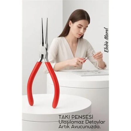 Profesyonel Uzun İnce Sivri Uçlu Kargaburun Takı Pensesi 12 Cm - Hassas Mücevherat Onarımı 722506