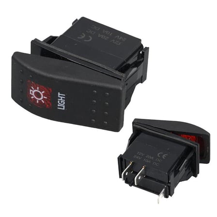 Lamba Sembollü Işıklı 3 Pinli On-Off 12-24V Marin Switch