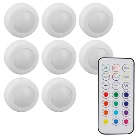 PM-27186 Led Mobilya Merdiven Pilli Aydınlatma 3M Yapışkanlı Kumandalı RGB + 4000K (8’li Paket)