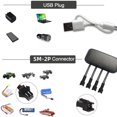 PM-29140 4in1 SM-2P Soket 3.7V Lityum Pil Usb Splitter Şarj Aleti