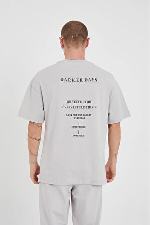 Oversize Yazı Baskılı Bisiklet Yaka Unisex Tshirt