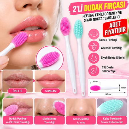 2 Adet Dudak Fırçası Peeling Etkili Gözenek Siyah Nokta Temizleyici Akne Giderici Çift Yönl