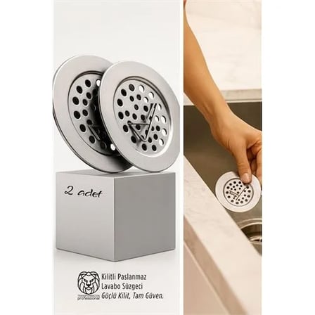Kilitlenebilir Metal Lavabo Evye Süzgeci 2 Adet 721234