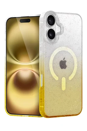 Apple iPhone 16 Pummel Shiny Magsafe Kapak - Gold