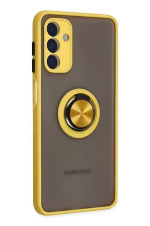 Samsung Galaxy A04S Kılıf Montreal Yüzüklü Silikon Kapak - Sarı