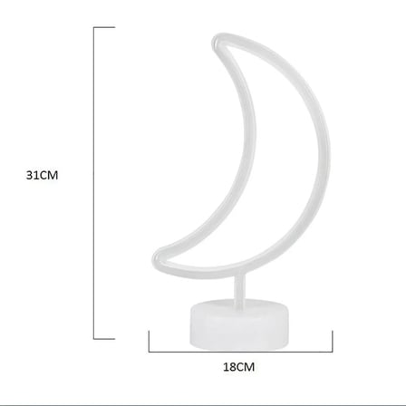 Dekoratif Pilli Ay Tasarımlı 3D Neon Led Masa Ve Gece Lambası