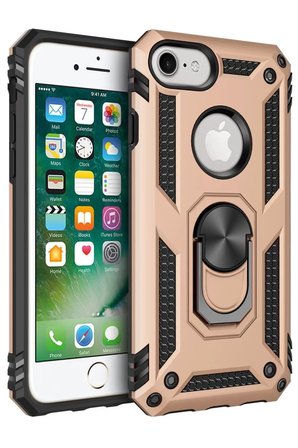 Apple Uyumlu iPhone 7 Kılıf Sofya Yüzüklü Silikon Kapak - Gold