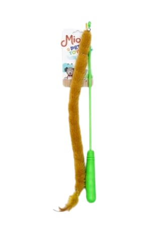 Peluşlu Tüylü Kedi Olta Oyuncağı Yeşil