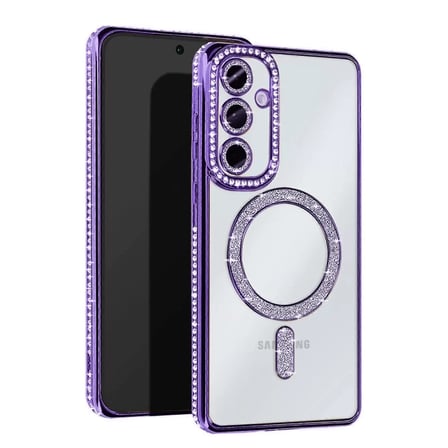 Samsung Galaxy S25 Kılıf Joke Simli Magneticsafe Kılıf - Derin Mor