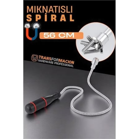 Esnek Manyetik Toplama Aracı - Mıknatıslı Spiralli Çubuk Metal Vida Civata Somun Arama Çubuğu 721781