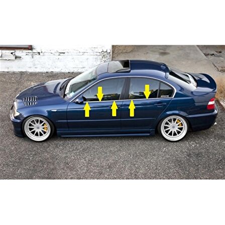 DB Chrome Bmw E46 Sedan Cam Çıtası Nikelajı 1998-2006 4 Parça P.Çelik