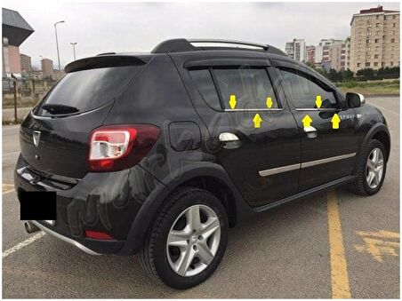 DB Chrome Dacia Sandero Cam Çıtası Nikelajı 2012 Sonrası 4 Parça P.Çelik