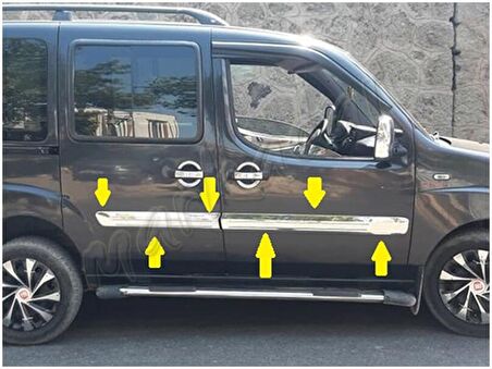DB Chrome Fiat Doblo Krom Yan Kapı Çıtası 2006-2012 4 Parça P.Çelik