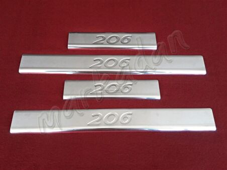 DB Chrome Peugeot 206 Krom Kapı Eşiği 1998-2012 4 Parça P.Çelik
