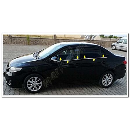 DB Chrome Toyota Corolla Cam Çıtası Nikelajı 2007-2012 4 Parça P.Çelik