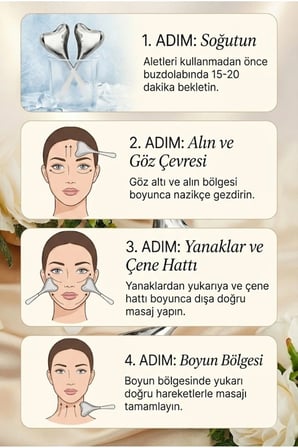 Kalp Şeklinde Soğuk Yüz Masaj Aleti - Cilt Sıkılaştırıcı ve Şişkinlik Giderici Cryo Sticks