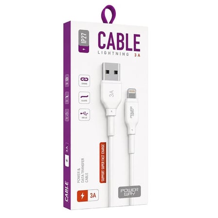 Powerway IP27 1 Metre 3A Lightning Hızlı Şarj ve Yüksek Hızlı Data Kablosu