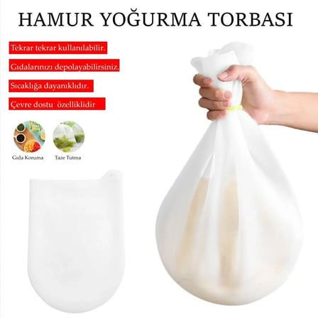 Orta Hamur Torbası Silikon Şeffaf Hamur Yoğurma Torbası Ekmek Makarna Mantı Hamuru Kolay Yo