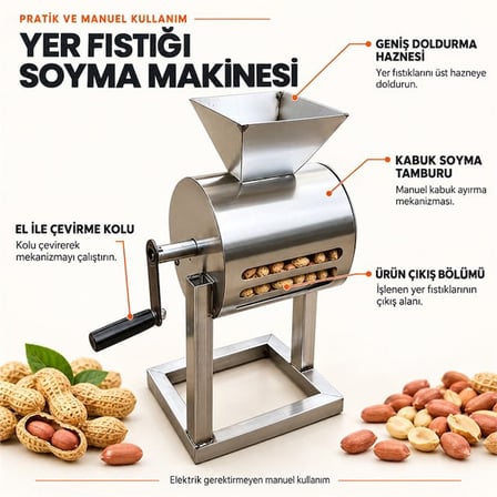 PM-38902 Manuel Yer Fıstığı Soyma Makinesi Metal Profil Gövdeli