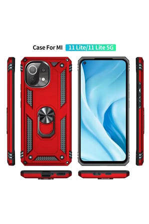 Xiaomi Mİ 11 Lite Kılıf Sofya Yüzüklü Silikon Kapak - Kırmızı