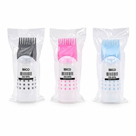 Saç Boyama Tarak Renkli Plastik 6OZ Ölçekli - Şeffaf Plastik Şişeli