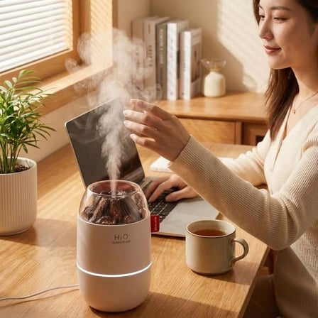 Ahşap Odun Ateşi Tasarımlı 280 Ml Ultrasonik Hava Nemlendirici &amp; Aroma Difüzör – Soğuk Buhar Makinesi, Led Işıklı, Ortam Nemlendirici