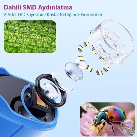 SN-37895 Çocuklar İçin Dijital Mikroskop 1000x Büyütme, 2.0’’ IPS Ekran ve Taşınabilir