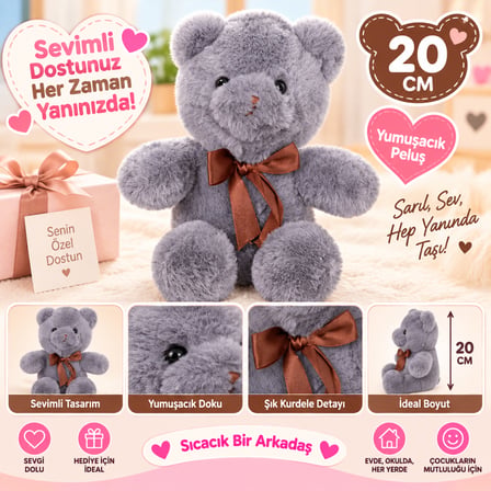 4769 Peluş Ayı Kurdelalı 20 Cm 4R