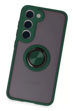 Samsung Galaxy S23 Kılıf Montreal Yüzüklü Silikon Kapak - Yeşil