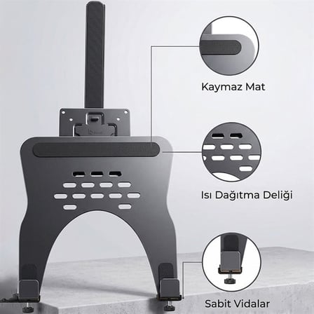 PM-27096 Profesyonel Amortisörlü 2’si 1 Arada Laptop ve Monitör Standı