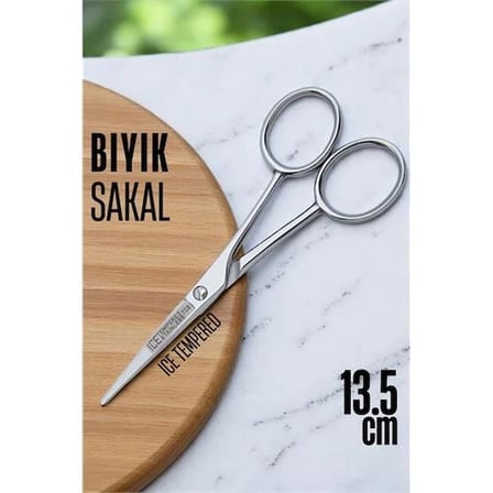 Ice Tempered Kobalt Çelik 702 Bıyık Makası - Bıyık Sakal Düzeltme Makası Kuaför Makası 13.5 Cm