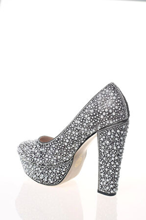 Kadın Gold Sultan Full Inci Taş Abiye Ayakkabı Kadın Topuklu Şık Gece Ayakkabısı Zarif Tasarım