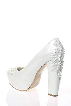 Kadın Beyaz Sedef Inci Taş Işlemeli Gelin Ayakkabı Kadın Topuklu Abiye Ayakkabı Şık Gece Ayakkabısı