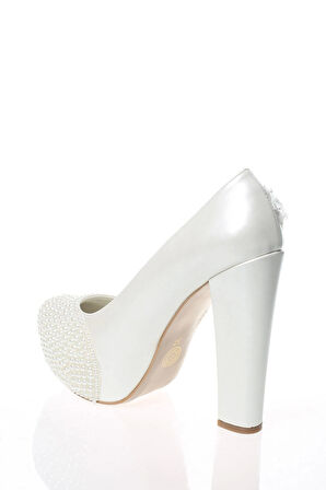 Kadın Sedef İnci Taş İşlemeli Gelin Ayakkabı Kadın Topuklu Abiye Ayakkabı Şık Gece Ayakkabısı