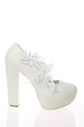 Kadın Beyaz Sedef Inci Taş Işlemeli Gelin Ayakkabı Kadın Topuklu Abiye Ayakkabı Şık Gece Ayakkabısı