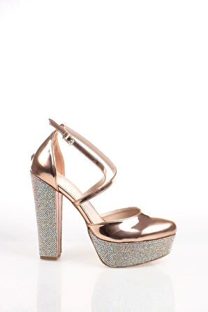 Rose Ayna Taşlı Kadın Abiye Ayakkabı Kadın Topuklu Şık Gece Ayakkabısı Zarif Tasarım