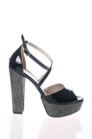 Kadın Gümüş Ayna Ökçe Poli Taş Abiye Ayakkabı Kadın Topuklu Şık Gece Ayakkabısı Zarif Tasarım