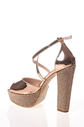 Kadın Gümüş Ayna Ökçe Poli Taş Abiye Ayakkabı Kadın Topuklu Şık Gece Ayakkabısı Zarif Tasarım